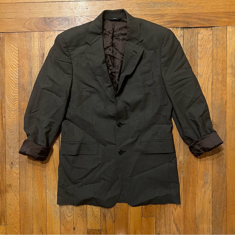 Vintage Brooks Brothers Chocolate Brown Patterned Oversized Blazer